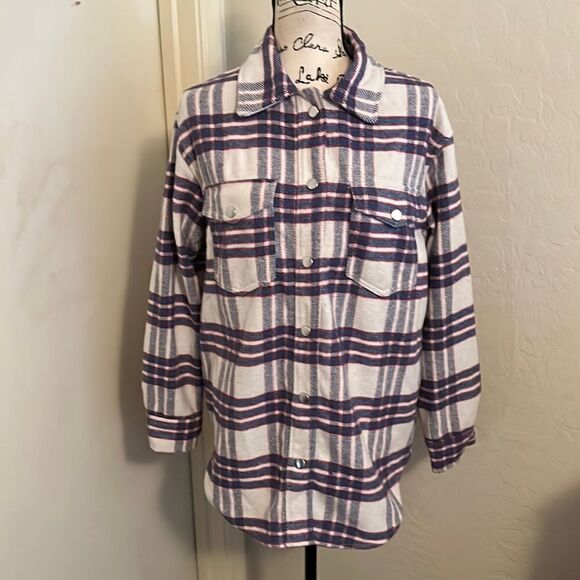 Joie Plaid Snap Button Shacket Contemporary Casual Comfy Feminine Boho - Picture 1 of 9